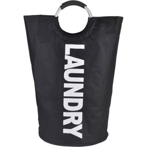Grand panier à linge pliable de 90 L, panier à linge haut et autoportant, bac à linge pliable (noir) (1/5)