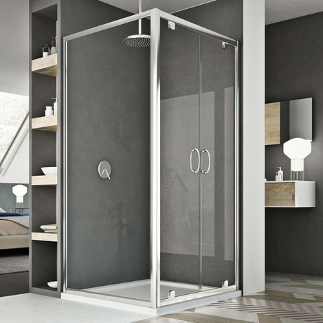 Box doccia saloon vetro trasparente h 185 mod. Sintesi Duo 2 Ante 70x90 ap. 90 cm rettangolare