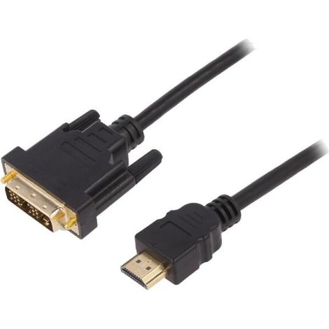 Cable HDMI 1.4 DVI-D -18+1- prise male HDMI prise male 2m - Noir