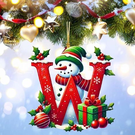 Irovami Pendentif plat en acrylique pour sapin de Noël, pendentif de décoration de Noël pour la maison W