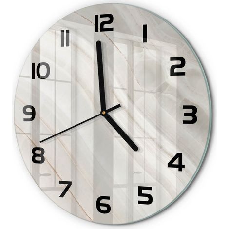 Horloge Murale Ronde Chambre Bureau Verre Silencieuse Design Moderne Élégant Texture de marbre fi 30 cm (1/5)