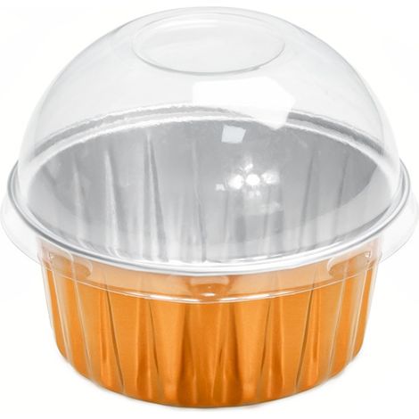 Moldes para pasteles, mini moldes de aluminio para hornear, moldes desechables para cupcakes, recipientes para crème brûlée (1 naranja con tapa) (1/5)