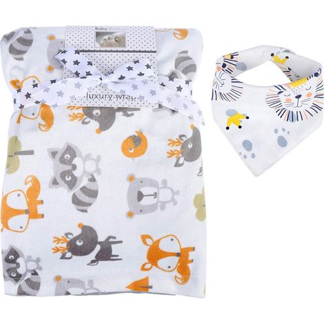 Double-sided neutral cashmere baby blanket, super soft polyester, short pattern, three themes, 76.2 x 119.4 cm (bear fox) (1/5)
