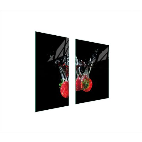 PLAQUE DE PROTECTION EN VERRE 75x52 FRAISES (1/5)