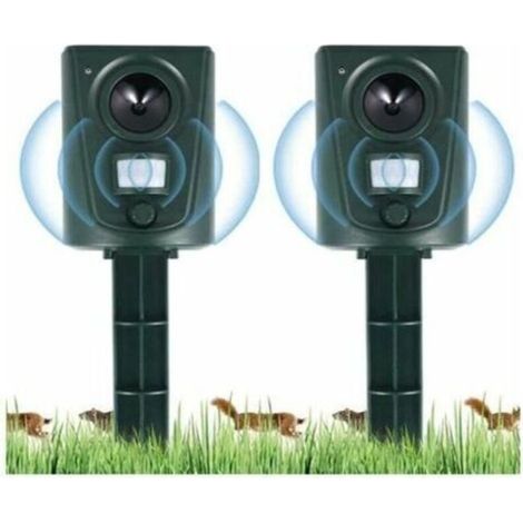 2025 2X Répulsif à ultrasons pour chats de jardin, répulsif pour chats avec piquet de terre pour empêcher les chiens et les chats, les oiseaux, pour les jardins, les champs, les pépin (1/4)