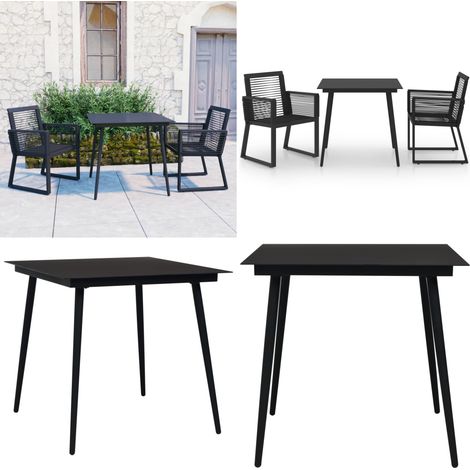 Juego de comedor de jardín 3 piezas ratán PVC negro - Mesa de jardín - Sillas de jardín
