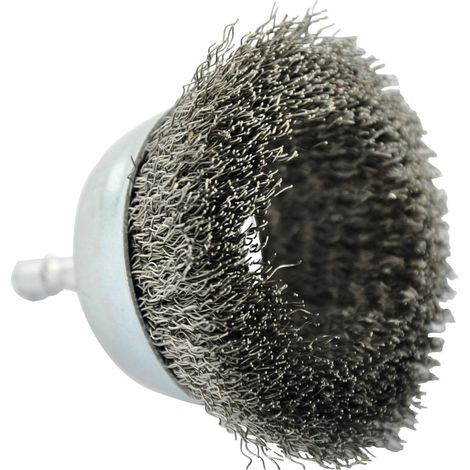 Tivoly • Spazzola da Taglio • Filo in Acciaio Inox • Ø75mm • Coda Esagonale • Per Spellatura Metalli • Acciaio Inox Speciale (1/3)
