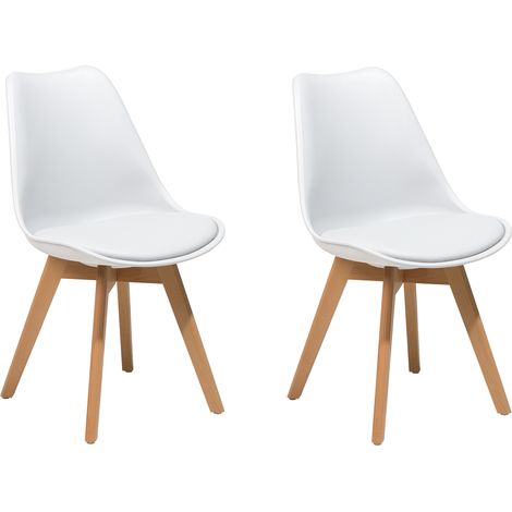 Conjunto de 2 sillas de comedor blanco madera clara material sintético Dakota II (1/5)