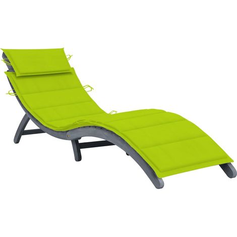 Tumbona tumbona tumbona jardín cama terraza muebles de exterior con cojín gris madera maciza de acacia 020012466