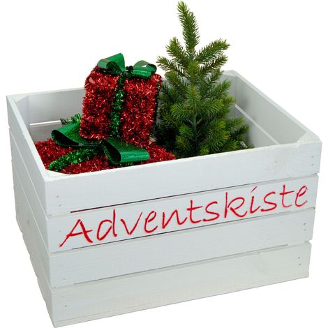 Adventskiste weiss mit roter Auschrift (1/5)