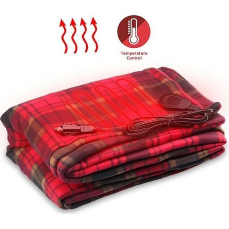 12V Electric Car Blanket - 150 x 100 cm - Soft Double Layer Heated Blanket - Checkered Heated Blanket for Winter, Travel, and Outdoor Camping (1/5)