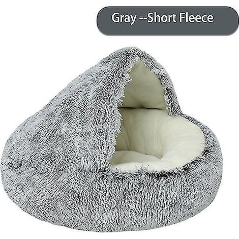Nouveau lit-niche rond et moelleux 2 en 1 avec capuche pour chat et chien, idéal pour l'hiver. Convient également aux petits chiens et chats. Nid pour animaux de compagnie - 40 cm (1/4)