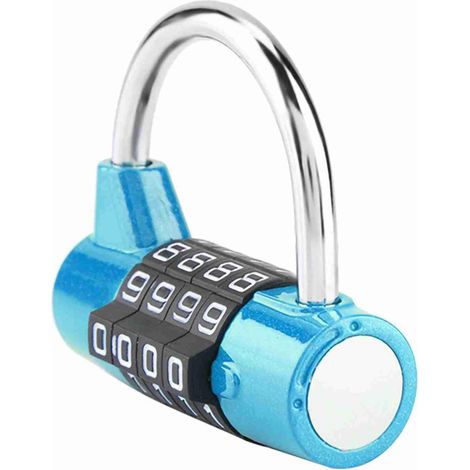 Cadenas à Combinaison de Code à 4 Chiffres, Valise de Voyage, Casier de Gymnastique, sécurité, Verrouillage par Mot de Passe en Alliage de Zinc (Bleu),Serrures et accessoires (1/5)