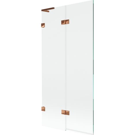 Paraschizzi vasca da bagno a 2 ante Mexen Lunar L sinistro 90 x 150 cm, trasparente, oro rosa - 897L-090-100-60-00-L (1/5)