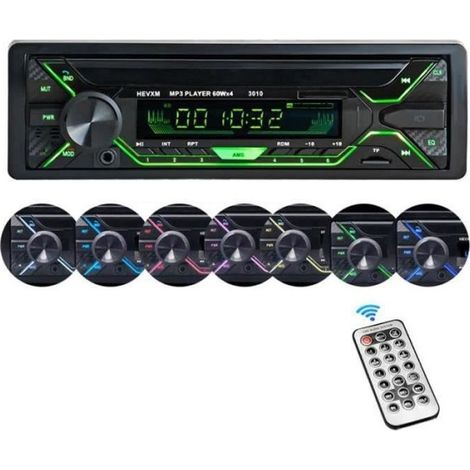 UVERBON Autoradio Bluetooth 7 Couleurs Stéréo FM Radio 60W x 4 Lecteur MP3 Poste Main Libre Voiture Support USBSDTFAUX+Télécomm (1/4)