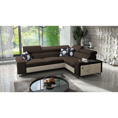 Luxuriöses Ecksofa mit Schlaffunktion MELODY II, für jede Einrichtung Tauro/Freya Beige/Braun Rechts (1/5)