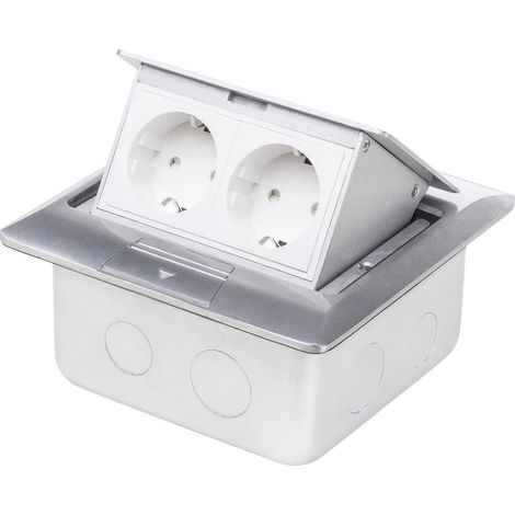 LEDmaxx 105625 2fach Fußboden-Einbausteckdose erhöhter Berührungsschutz IP20 Aluminium (1/4)