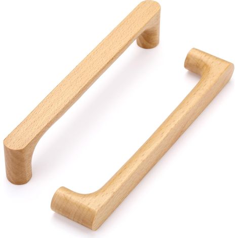 6 Pièces Poignées de Meuble en Bois Poignées de Tiroir pour Bureaux, Tiroirs, Armoires, Placard avec Vis Entraxe 160mm (1/4)