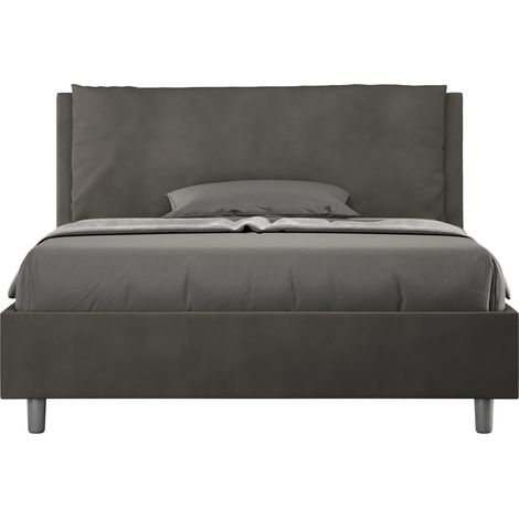 Letto alla Francese rivestito in Microfibra - ANTEA - Dimensione Rete: 140x190 - Tipologia Letto: Senza Rete - Colore: Grigio