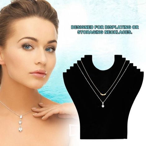 Schwarzer Samt-Halskettenhalter mit Kette und Anhänger zur Schmuckpräsentation (1/5)