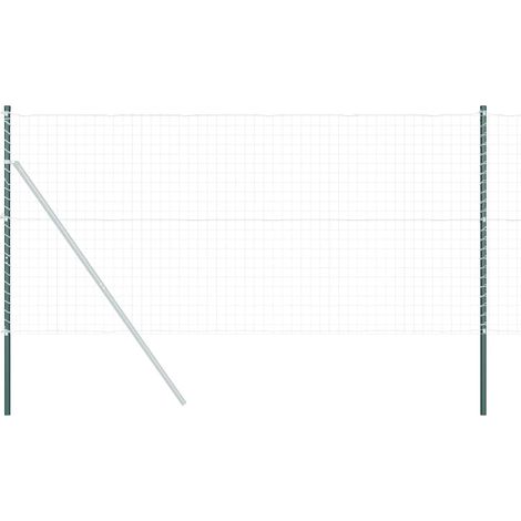 Grillage rouleau，Poteaux de clôture 2 pcs Vert 130 cm Acier peint par poudre (1/5)