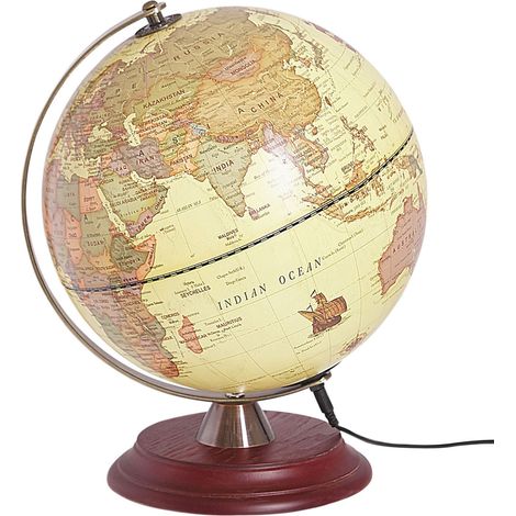 Globo terráqueo LED metal sintético soporte almohadilla de fieltro 25 cm oficina amarillo Vespucci (1/5)