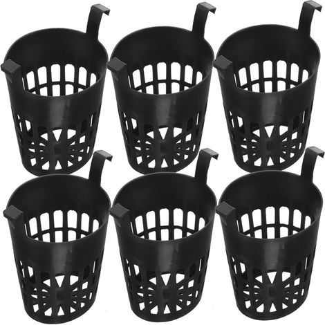 HOMSFOU Lot de 6 supports suspendus pour plantes, paniers culture hydroponiques en plastique noir (1/5)