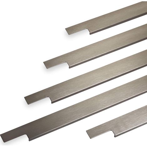Griffleiste Slim 145 x 11 x 38 mm Aluminium Edelstahloptik gebürstet ZUM EINFRÄSEN (Harpunenstegmontage) (1/5)