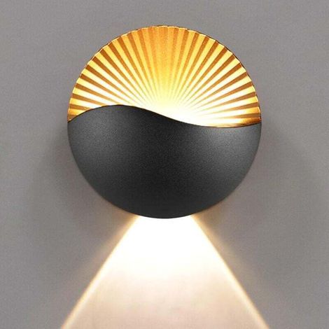 Applique da parete a LED da 6W, impermeabile IP65 – Alluminio nero e oro – Temperatura colore 3000K – Per uso interno ed esterno (1/5)