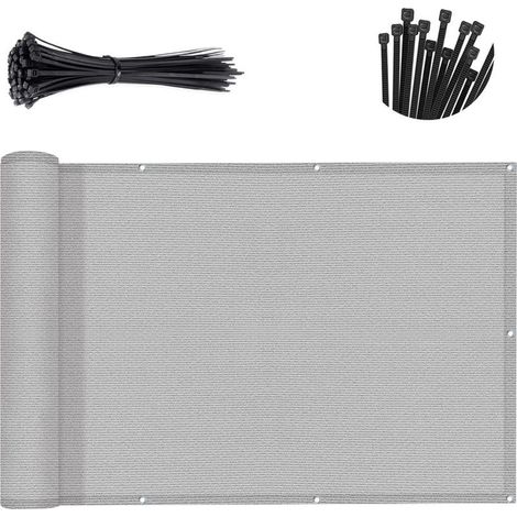 Écran de confidentialité pour balcon gris, couverture de clôture d'appartement à 90 % d'ombre, pare-brise en maille robuste pour terrasse, extérieur, arrière-cour, patio (0,9 × 3 m) (1/3)