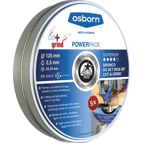 Osborn Kombi-Trenn- und Schruppscheibe AS46T Inox Cut+Grind 115x2,5 mm T42 5 Stk (1/2)