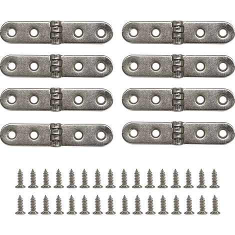 8 Stück Möbel Scharniere inklusive Schrauben silber für Holzkiste Schmuckkiste Schrank