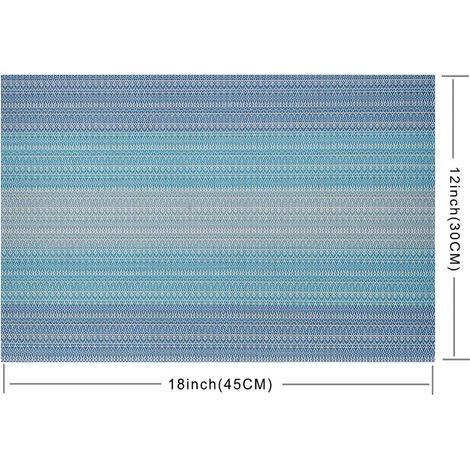 Platzset für 6 Personen, leicht zu reinigen, rutschfest, wärmeisolierend und fleckenabweisend, 45 cm x 30 cm (Platzset für 6 Personen, blau C)