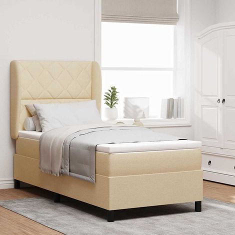 Boxspringbett mit Matratze Creme 100 x 200 cm Stoff (1/5)
