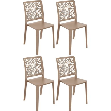 Set 4 Sedie da Pranzo Tortora Chiaro Polipropilene da Interno Esterno