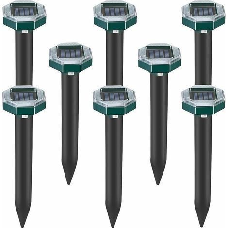 Lot de 8 pics repulsifs a ultrasons pour taupes, serpents et campagnols a energie solaire pour pelouse, jardin et cour, repulsif a sardines (1/5)