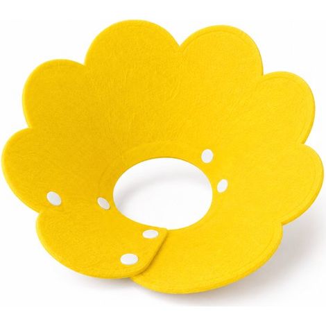 Collerette de protection fleur – Taille L – Jaune – Chien et chat – Post-chirurgie – Anti-léchage (1/5)