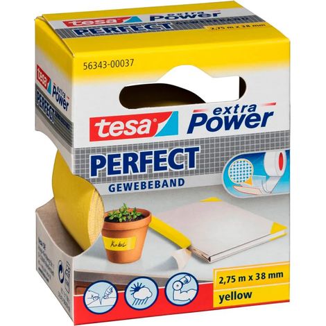 Tesa Power Effect cinta adhesiva textil amarilla 38 mm x 2,75 m