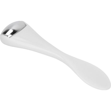 Mini rouleau de glace pour le visage et les yeux, en acier inoxydable, portable et à main, pour réduire les poches et masser les yeux (blanc).