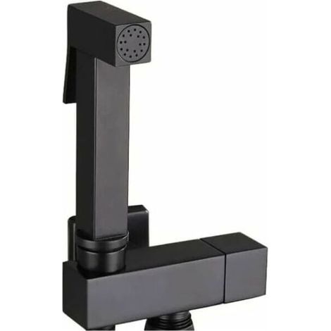 1 kit douchette WC, pulvérisateur de bidet mural en laiton noir, raccord G1/2, pour hygiène personnelle et nettoyage salle de bain (1/4)