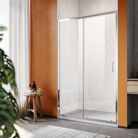 SONNI Duschtüren Schiebetur Nischentür Dusche Schnellfreigabefunktion mit Stangengriff ESG 110 x 185cm (1/5)