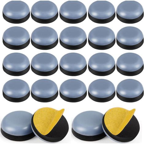 Furniture slides, round Teflon slides, adhesive slides for chairs and mats for small furniture, 13 mm, 24 pieces.
