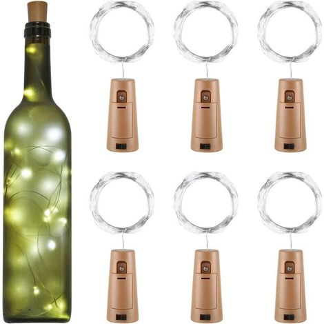Guirlande LED Bouteille 2m 20LEDs Bouteille Lumineuse, LED Bouchon Bottle Light Étanche Fil D'argent Flexible Décoration pour Partie, Mariage (Blanc Froid) (1/5)