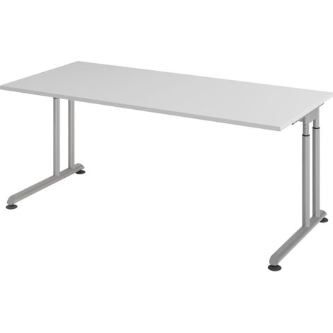 bümö Schreibtisch Serie-Z Rechteck: 180 x 80 cm  Grau Silber