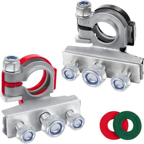Terminal de batería de 12 V, terminales de batería de liberación rápida, conector de batería de cobre puro de ajuste preciso con almohadilla anticorrosión para automóviles, camiones, barcos y casas mó (1/5)