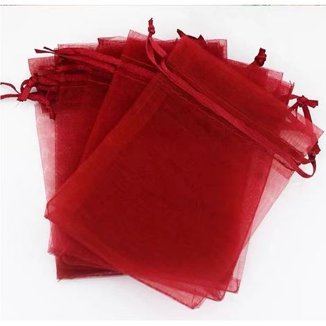 100PCS 10x15cm Rouge Sacs Organza, Sachets Pochettes Cadeau en Organza avec Cordon de Serrage, Sac à Bijoux Sachets pour Lavande, Idéales pour Bijoux Cadeaux Bonbons Marriage (1/5)
