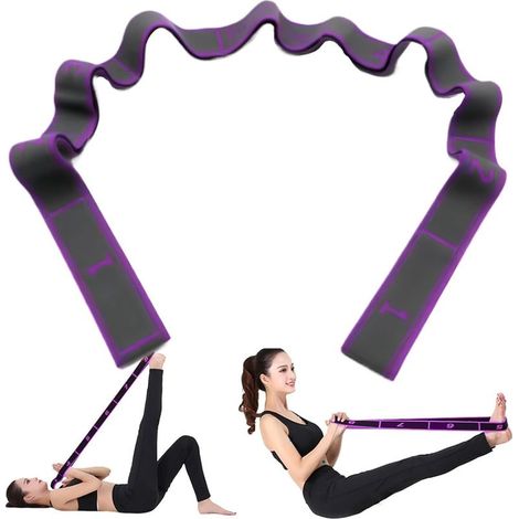1 Pièces Bande élastique Yoga avec 9 Boucles, étirement des Bandes de Résistance, Sangle d'exercice élastique pour Yoga Pilates (1/5)