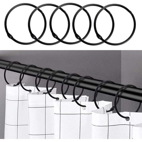 24 pièces Anneaux de Rideau de Douche, XU, Crochets de Rideau de Douche antirouille pour Salle de Bain, Anneaux décoratifs circulaires pour Rideaux de Douche et Crochets de Tringle de Douche - KZQ (1/4)