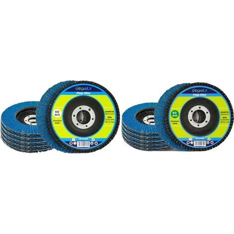 Dapetz ® Flap Discs 115mm 4.5" – 40 & 60 Grit Zirconium Oxide Grinding Discs for Angle Grinder – Abrasive Sanding for Wood, Metal, and Plastic Pack of 10 (1/5)