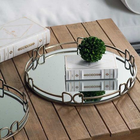 Plateau miroir anses argentées 45x45x5cm (1/2)
